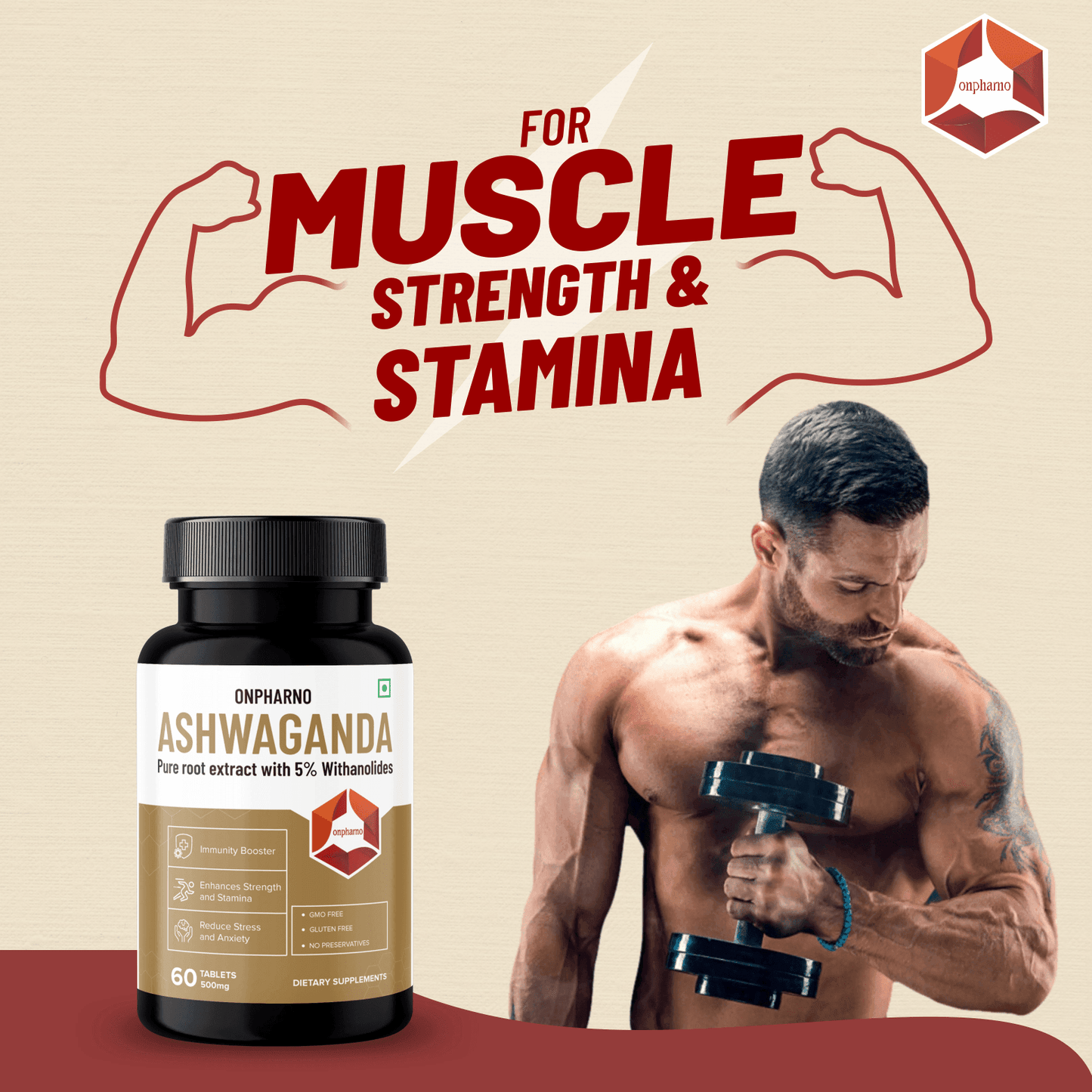Ashwagandha Tablets with 5% Withanolides | Stress Relief & Stamina - Onpharno