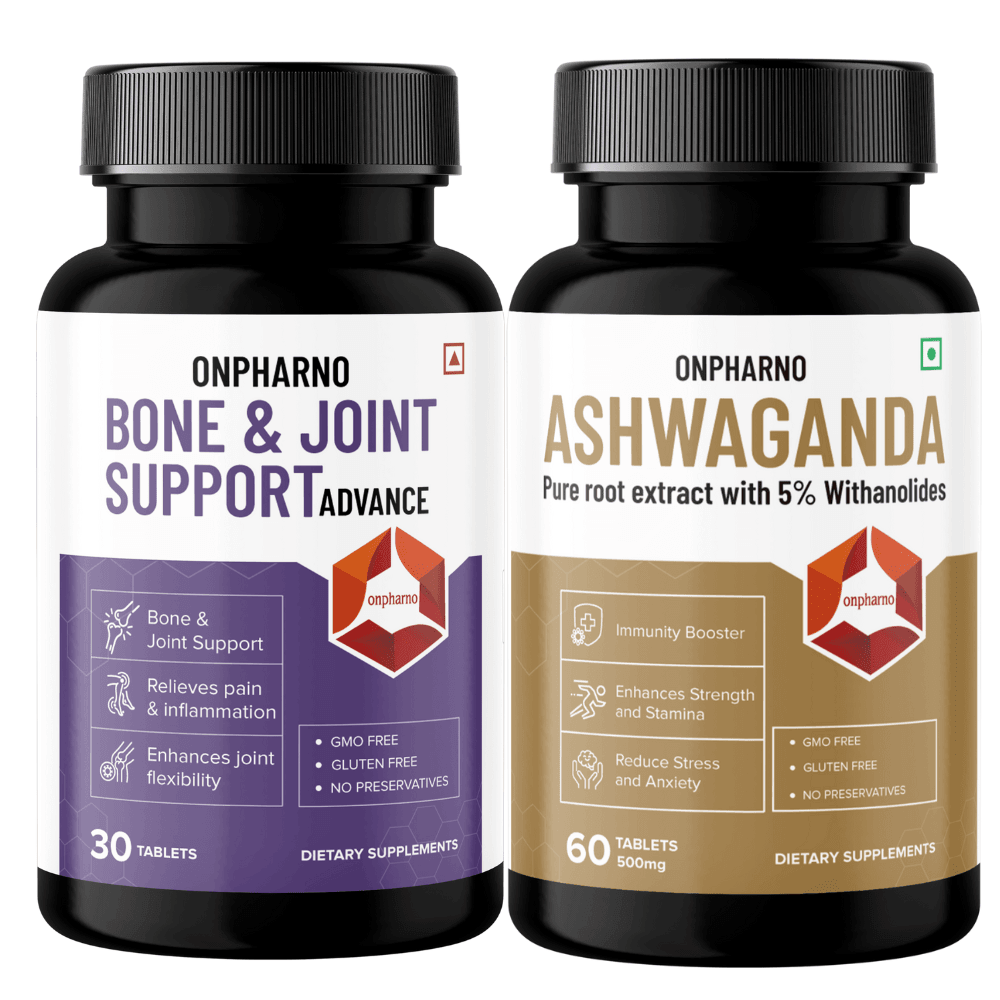 Bone & Joint Support Advance + Ashwagandha | Strength, Mobility & Stress Relief - Onpharno