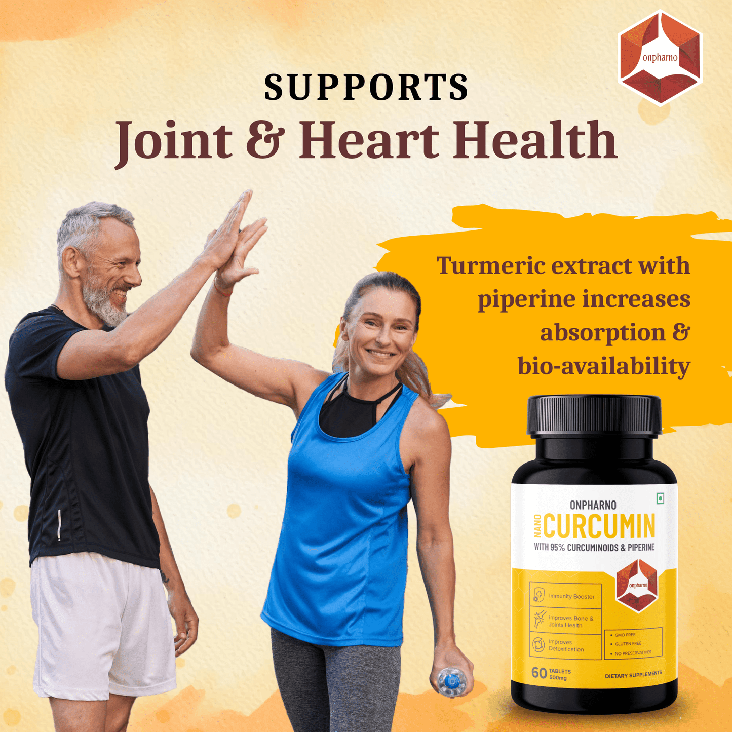Bone & Joint Support Advance + Curcumin | Strength, Mobility & Inflammation Relief - Onpharno