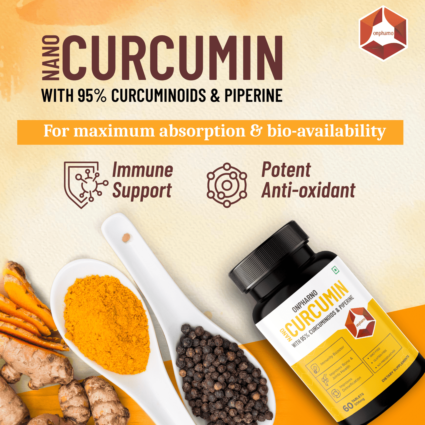 Bone & Joint Support Advance + Curcumin | Strength, Mobility & Inflammation Relief - Onpharno
