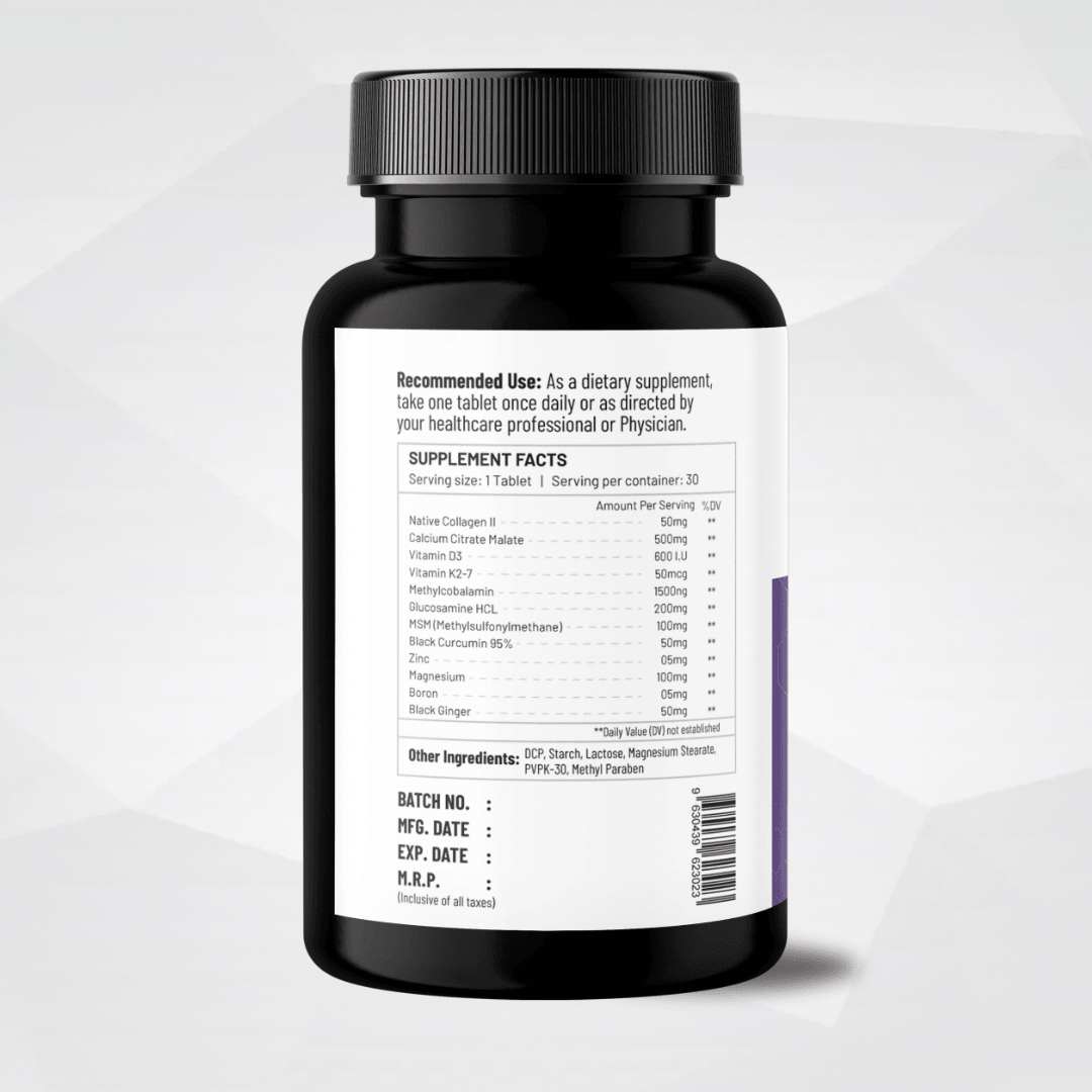 Bone and Joint Support Advance: Native Collgen II, Calcium citrate, D3, Mg, Zinc & more - Onpharno