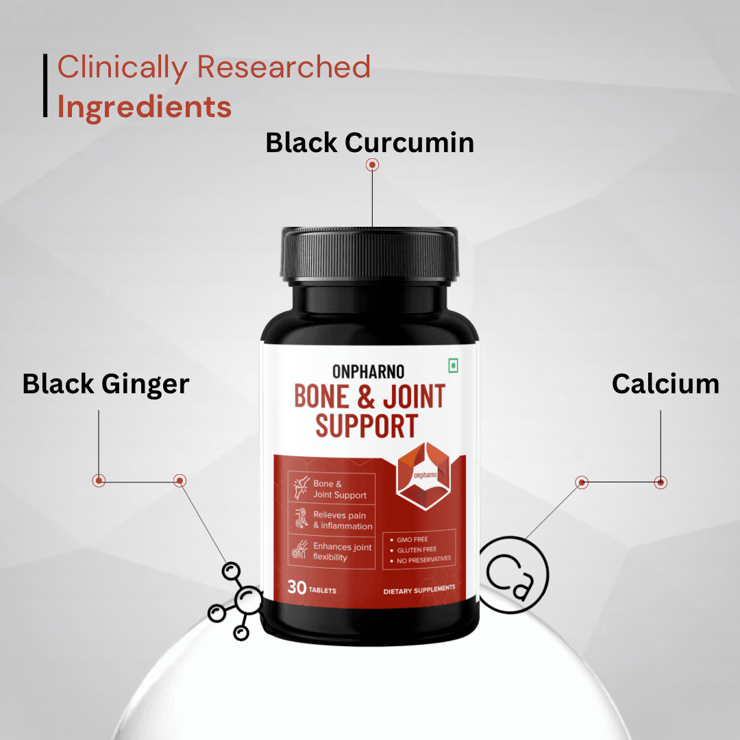 Bone and Joint Support: Calcium, Glucosamine, MSM, Vit D3, Mg & many more - Onpharno