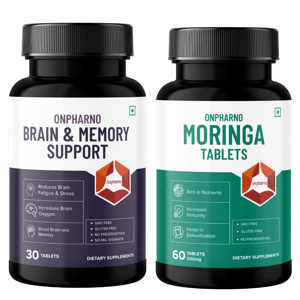 Brain & Memory Support + Moringa Combo | Boost Focus & Overall Wellness - Onpharno