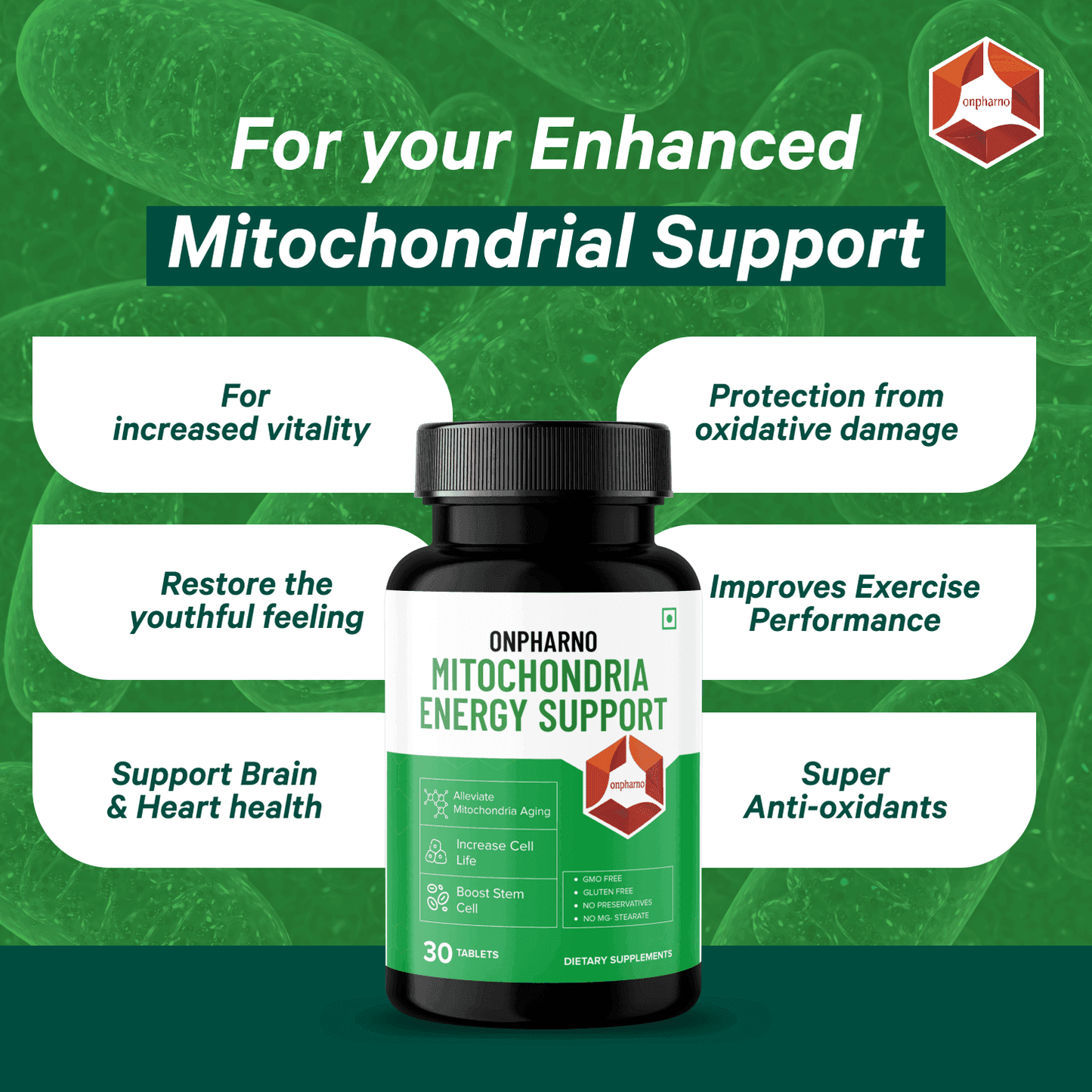 Ashwagandha & Mitochondria Energy Support Combo | Boost Stamina & Reduce Stress - Onpharno