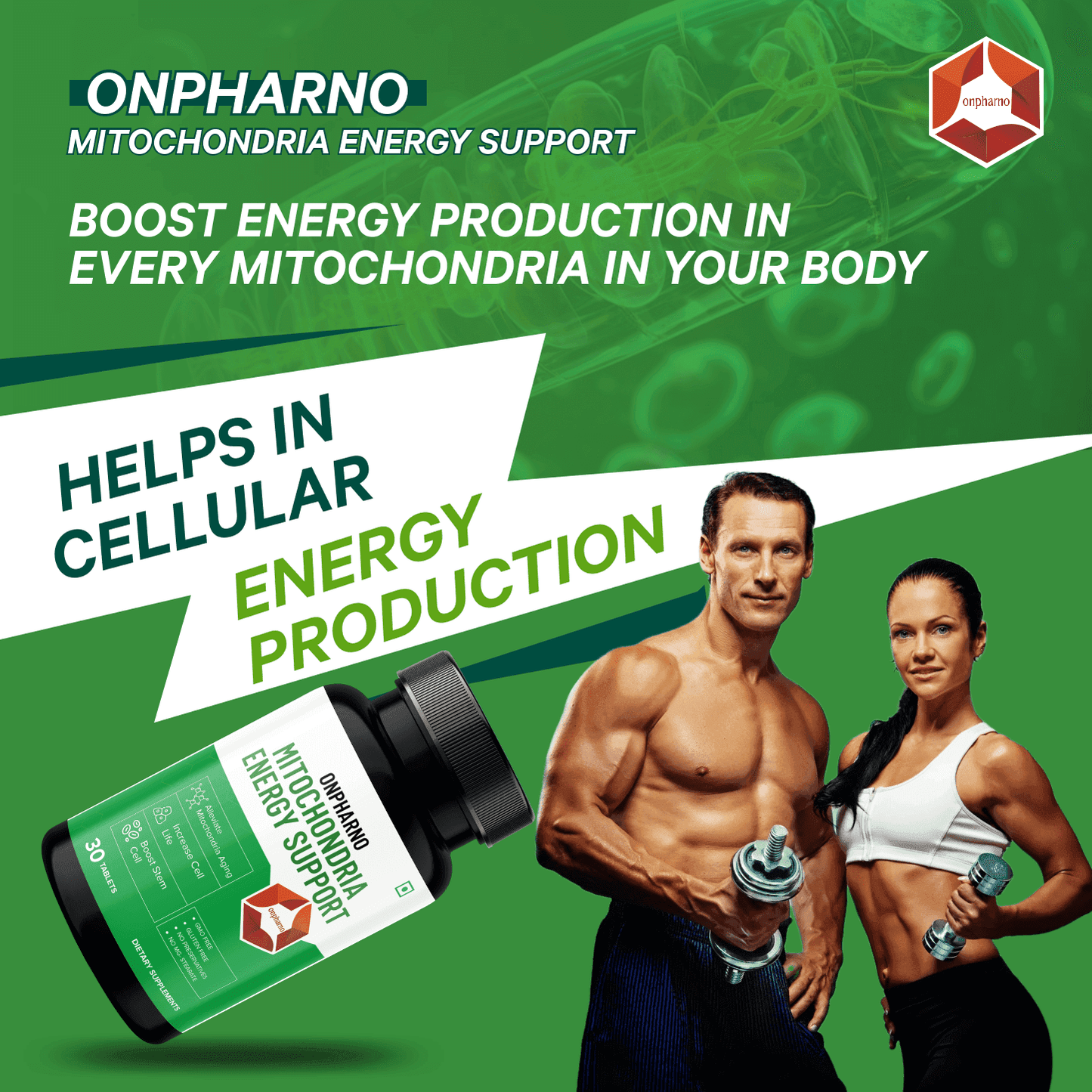 Ashwagandha & Mitochondria Energy Support Combo | Boost Stamina & Reduce Stress - Onpharno