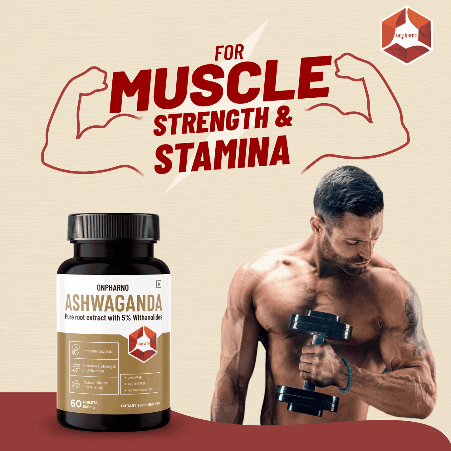 Ashwagandha & Mitochondria Energy Support Combo | Boost Stamina & Reduce Stress - Onpharno