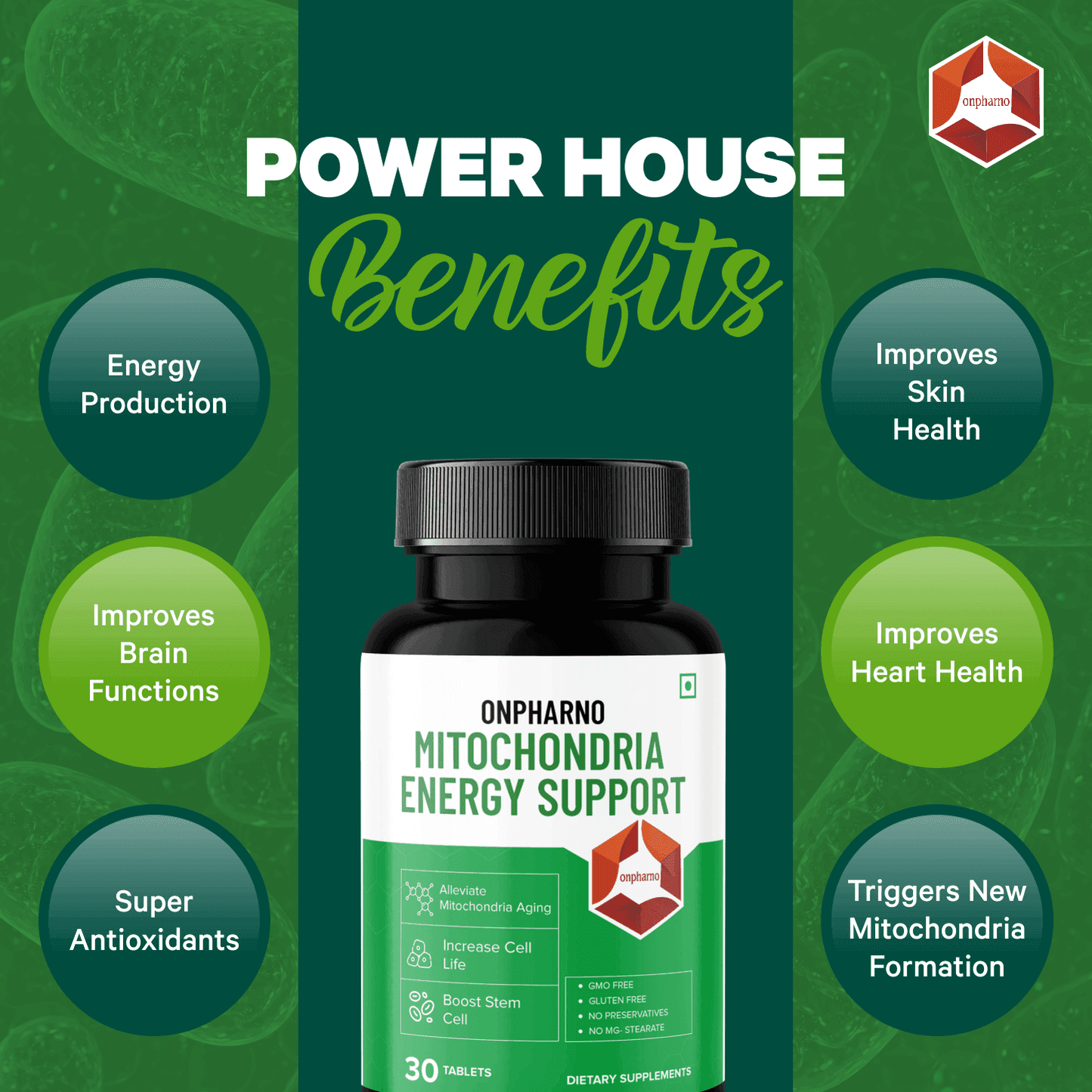 Ashwagandha & Mitochondria Energy Support Combo | Boost Stamina & Reduce Stress - Onpharno