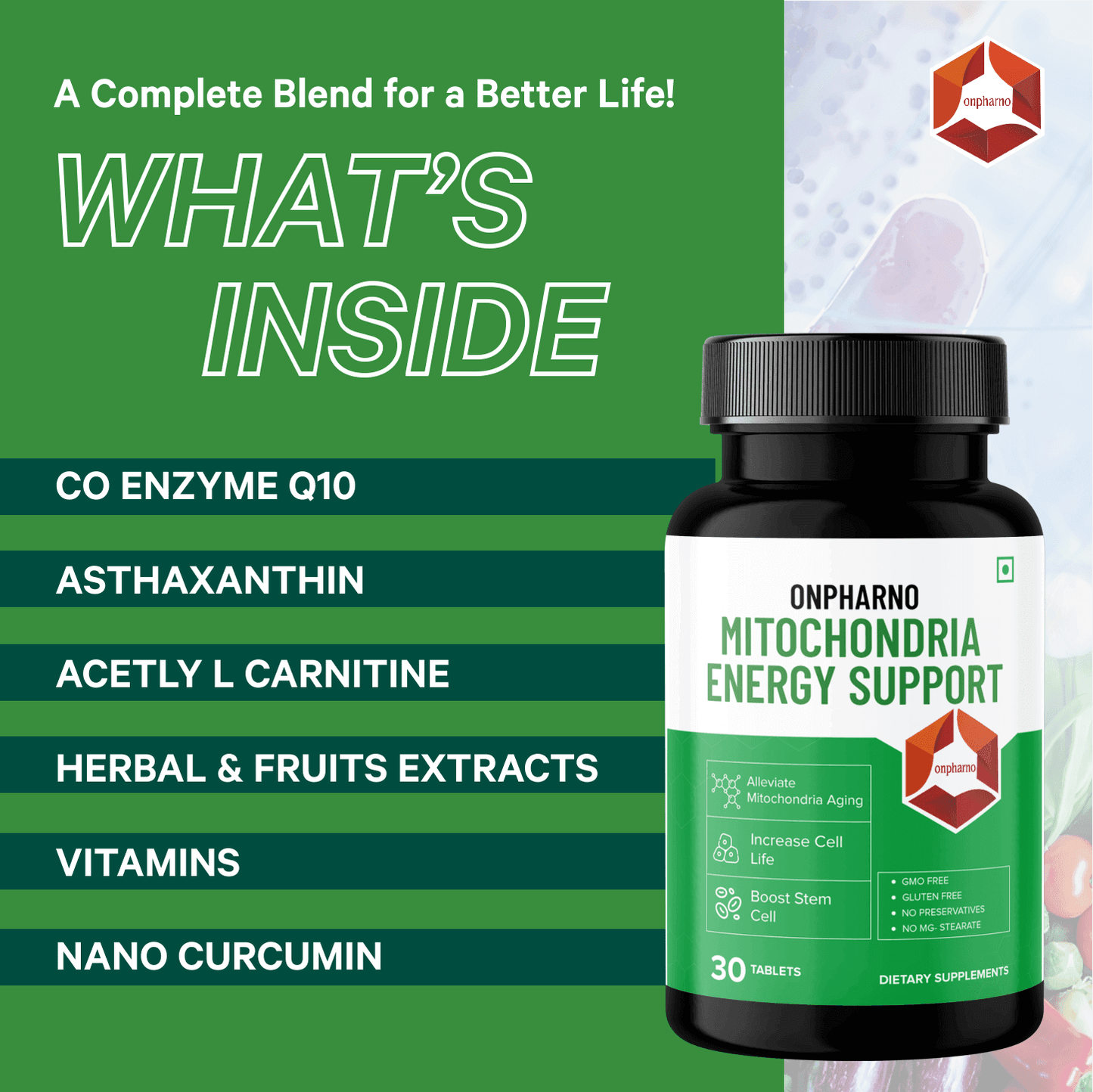 Ashwagandha & Mitochondria Energy Support Combo | Boost Stamina & Reduce Stress - Onpharno