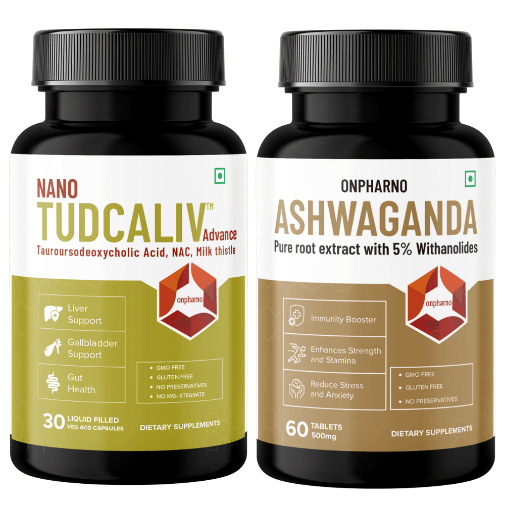 Tudcaliv Advance & Ashwagandha Combo | Liver Detox & Stress Relief - Onpharno