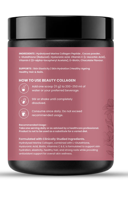 Beauty Collagen Powder with glutathione, hyaluronic acid, biotin & Vitamins C & E | For Better Skin, Hair & Nails