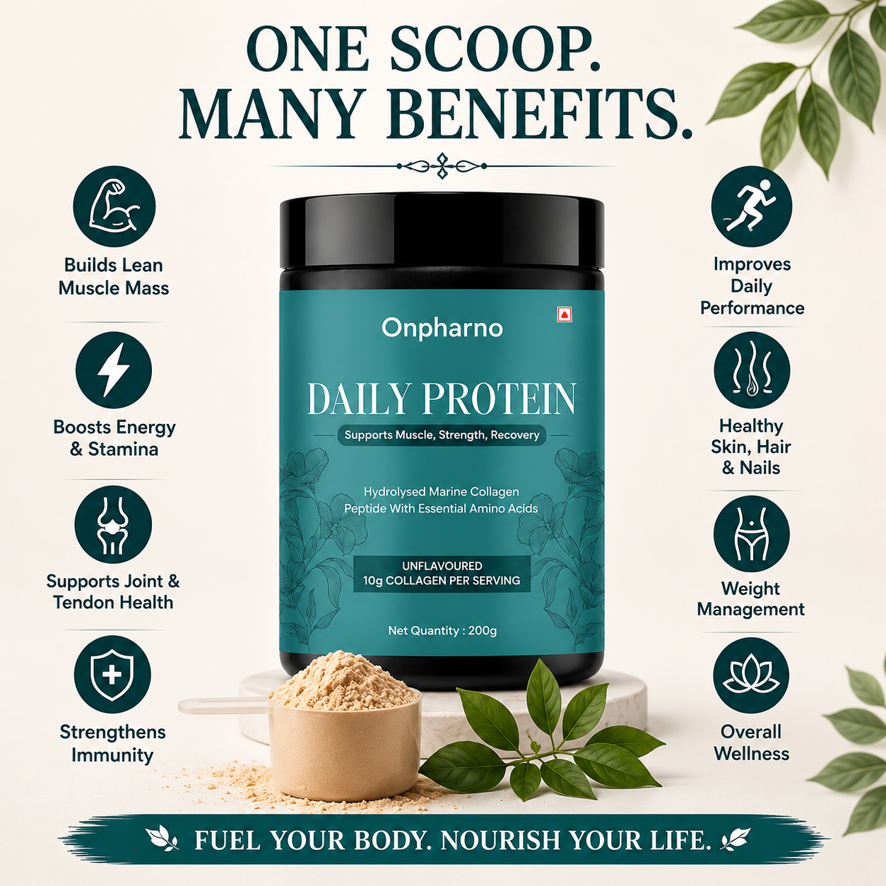 Daily Protein – Hydrolysed Marine Collagen Peptides | Essential Amino Acids | 200g