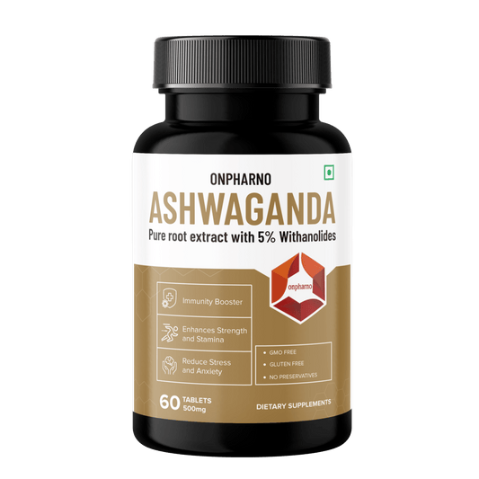 Ashwagandha tablets with 5% withanolides | Stress relief & Energy Booster - Onpharno