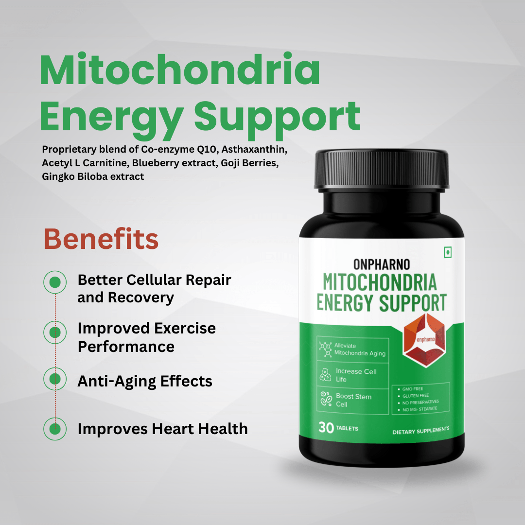 Mitochondrial Energy Booster | Coenzyme Q10 (CoQ10)| Supports Energy, Brain Health, Immunity - Onpharno